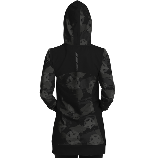 STELLAR EAGLE LONGLINE HOODIE - BLACK