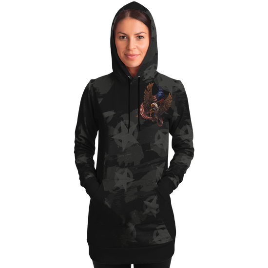 STELLAR EAGLE LONGLINE HOODIE - BLACK