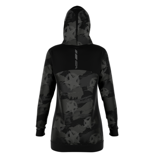 STELLAR EAGLE LONGLINE HOODIE - BLACK