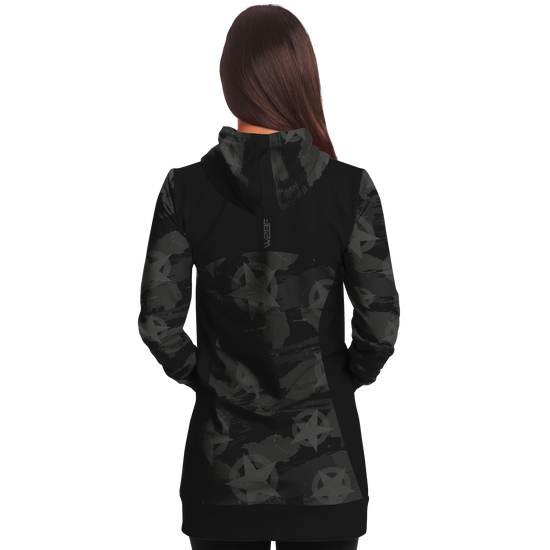 STELLAR EAGLE LONGLINE HOODIE - BLACK