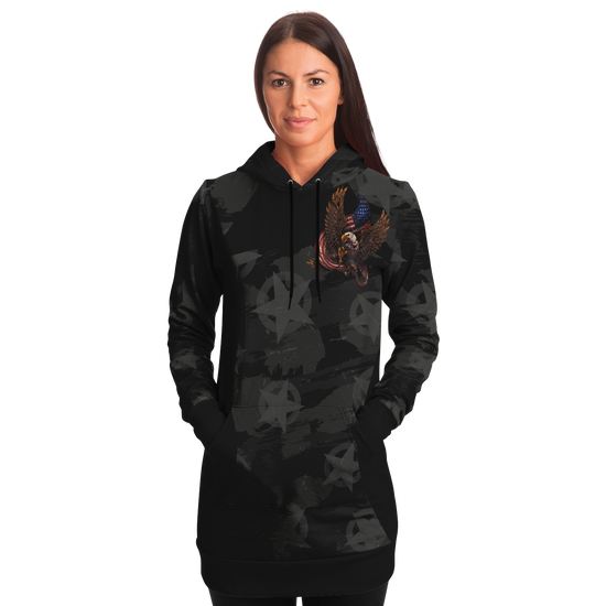 STELLAR EAGLE LONGLINE HOODIE - BLACK